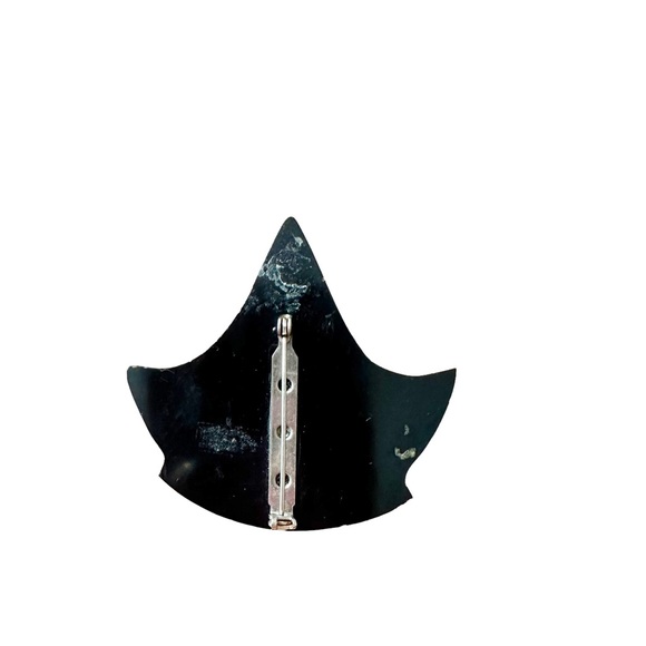 Vintage Abalone Crackle Inlay Shield Shaped Brooch - Picture 2 of 4